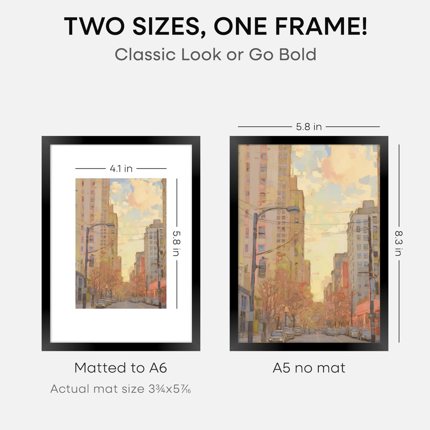 Homeforia A5 Picture Frame Black, High End Metal 5.8x8.3 Frames Matted to 4.1x5.8 Print, A5 Photo Frame with Mat A6, 5.8 x 8.3 Poster Frame, 8.3x5.8 Display Frames, Tempered Glass, Wall Kit, Set of 3