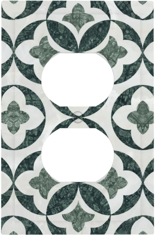 Green Luxury Modern Cubic Marble Cubic Marble Duplex Outlet Decorative Light Switch Covers Electrical Faceplate Switch Plates for Bathroom Kitchen Home
