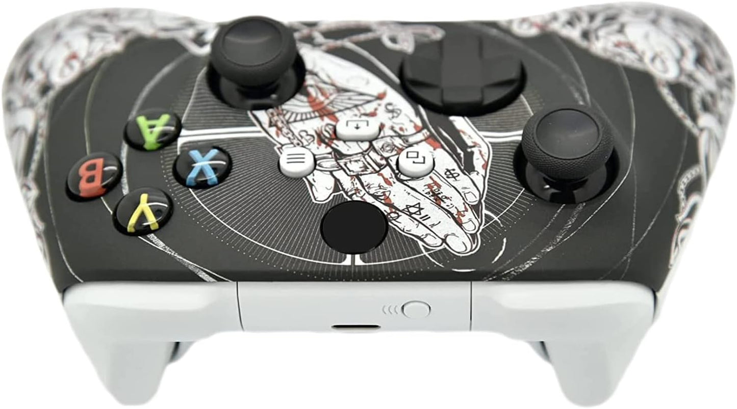 Hand Airbrushed Fade Custom Controller Compatible with Xbox Series X/S & Xbox One (Series X/S Bloody Forgiveness/White)