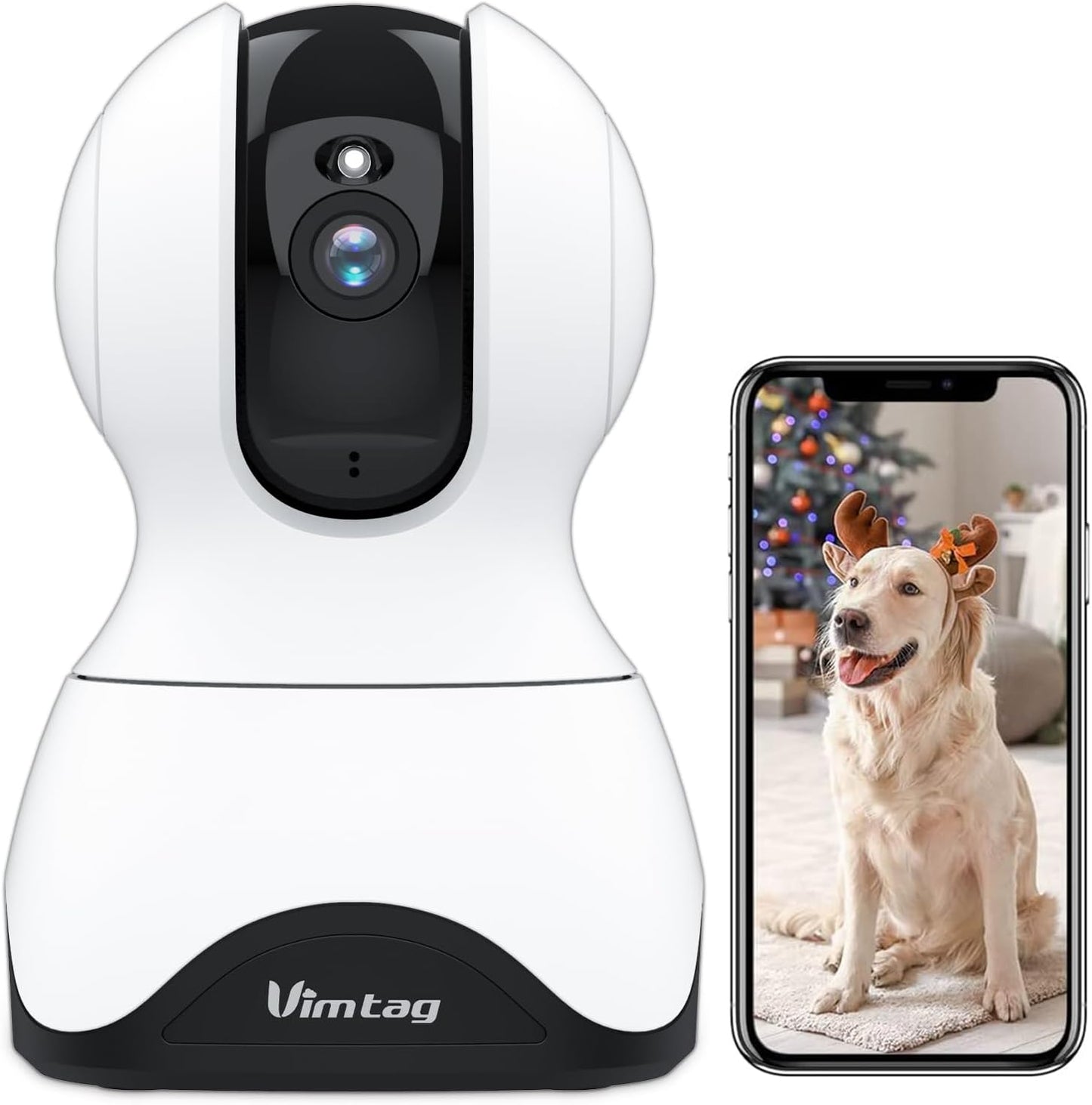 2.5K Security Camera Indoor, 360° Cameras for Home Security, 5G/2.4G WiFi Pet/Dog/Baby/Nanny/Cat Monitor Camera with Phone app, 2-Way Audio, Night Vision, 24/7 SD Card Storage, Cloud, Works with Alexa