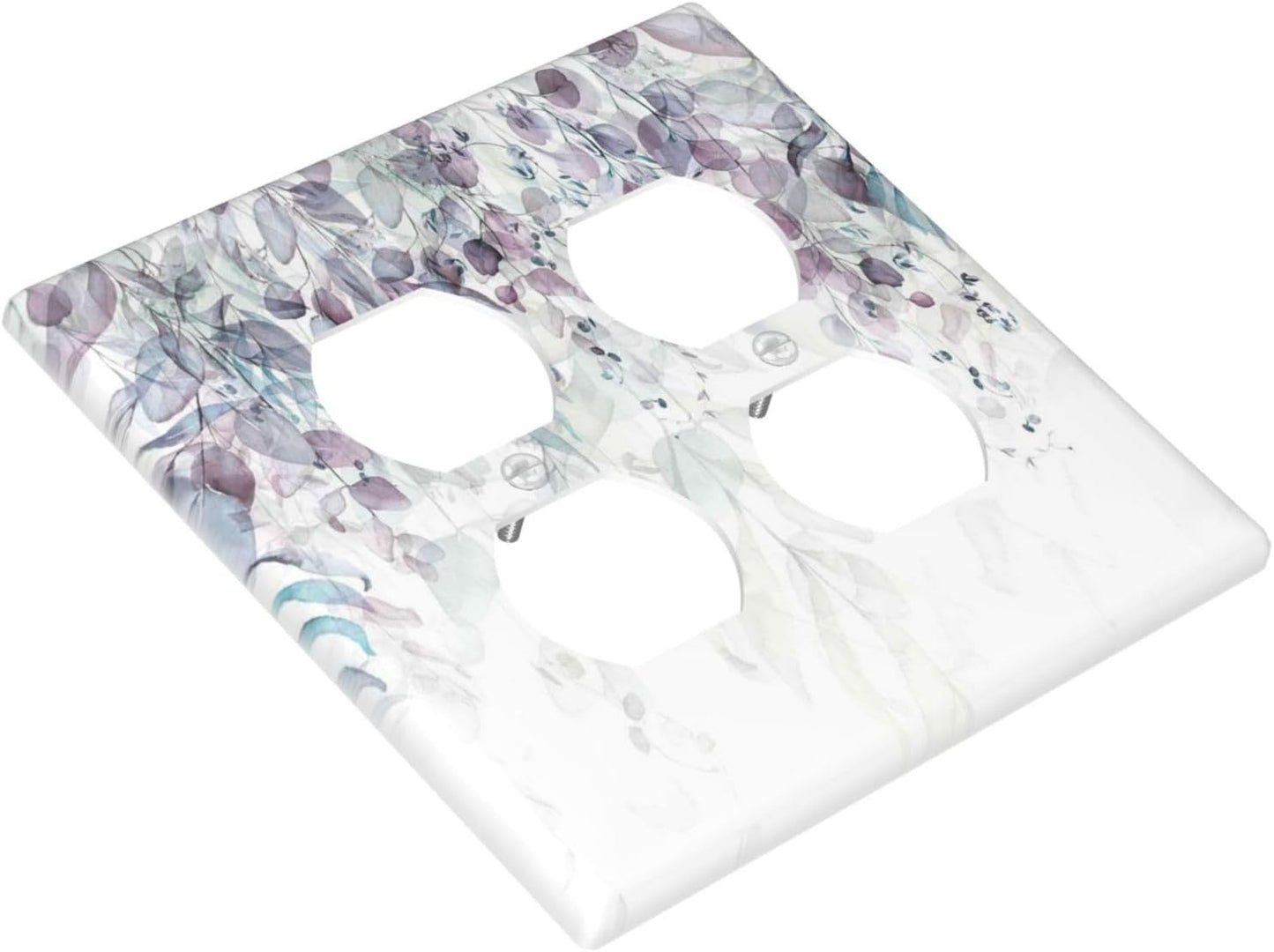Hazy Leaves Ivy Nature Plants Eucalyptus Leave Outlet Covers 2 Gang Double Duplex Decorative Light Switch Covers Electrical Wallplates Socket Faceplate for Bedroom Home Decor
