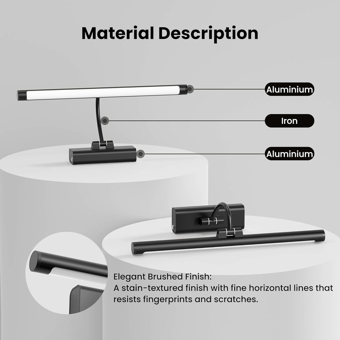 2 Pack Picture Lights for Wall 6000mAh - 16" Black Cordless Battery Powered Wall Mount Sconce with Dimmable Remote for Gallery Wall & Art Decor