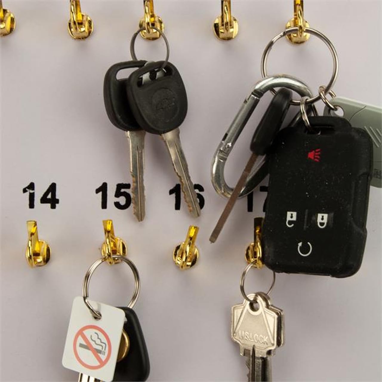 Masonite Key Holder Wall Mount with 105 Spring-Lock Hooks 32E x 29.5" – Wall Mounted Key Organizer Board with Metal Trim and Handle – Dealership, Office, Garage Key Rack Cabinet - Pack of 4