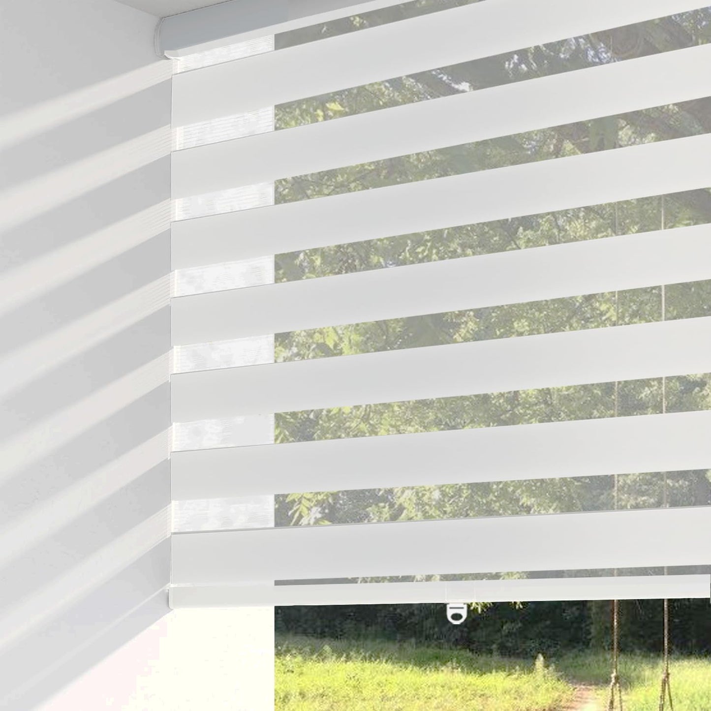Shadesu Cordless Zebra Blinds for Windows, 88" W x 72" H, White, Dual Layer Free-Stop Zebra Shades, Light Control for Day and Night, Sheer Blinds for Indoor Windows, Bedroom, Kitchen