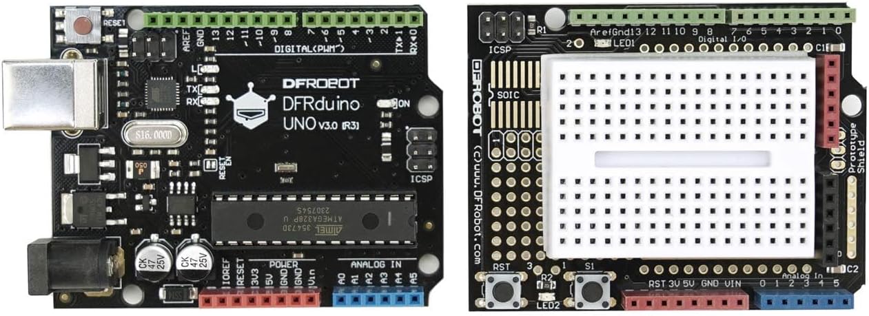 DFRobot Basic Electronics Starter Kit for Beginners - with UNO R3 Board, Compatible with Arduino IDE, 83 Labeled Components & 12 Step-by-Step Tutorials - Frustration-Free for College STEM