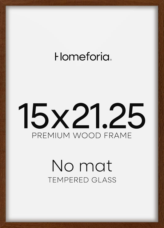 Homeforia 15x21.25 Puzzle Frame Brown, High End Dark Oak 15 x 21.25 Picture Frame Wood without Mat, 21.25x15 Wooden Walnut Poster Frames for Wall, 15 by 21.25 Frame, Tempered Glass, Wall Kit, Set of 1