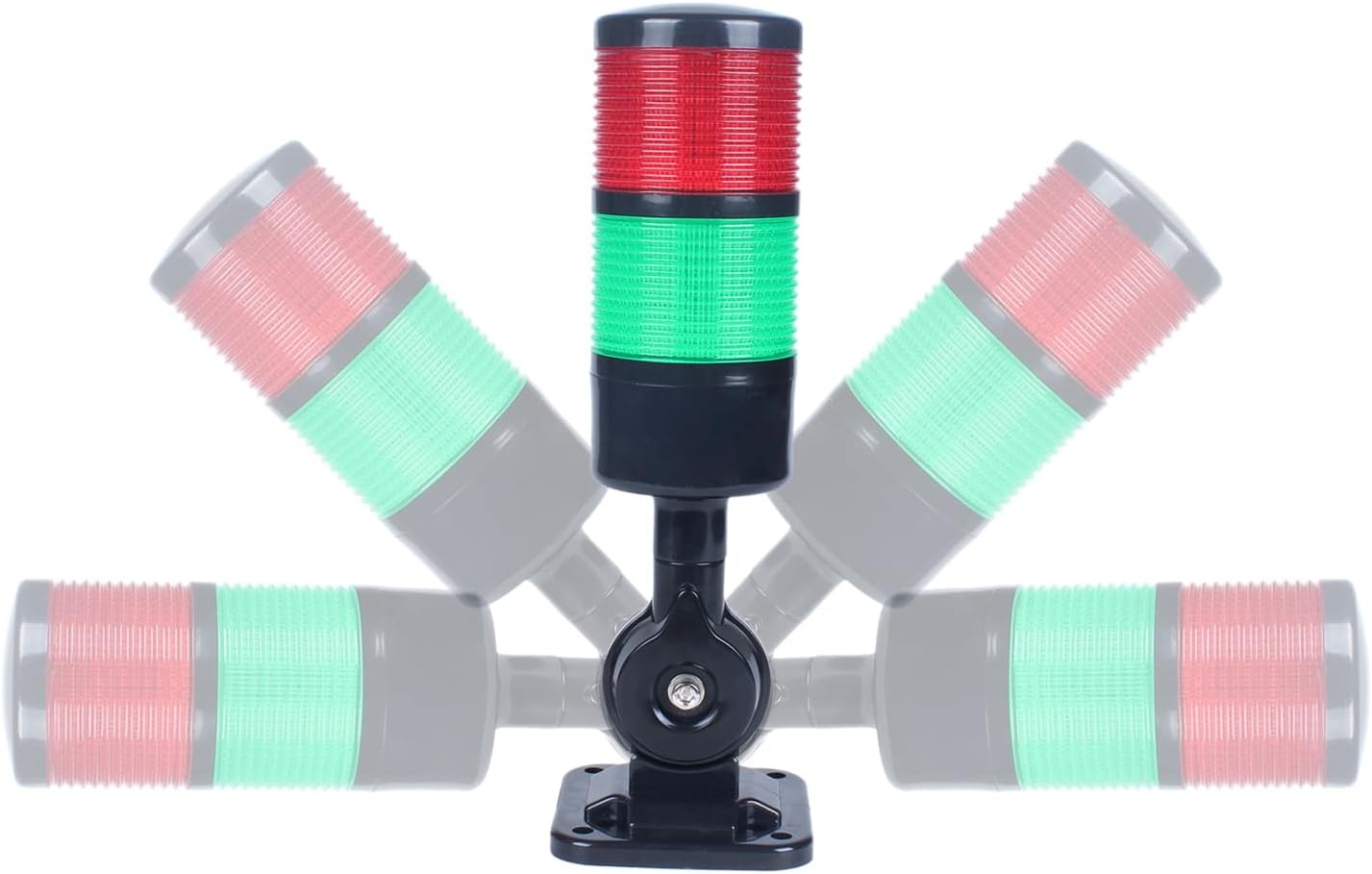 Led Signal Tower Stack Lights, Industrial Signal Warning Lights, Column Tower Lamp with Rotatable Base, Steady/Flashing Switchable, 110V 220V AC(2-Layer, no Buzzer) Black
