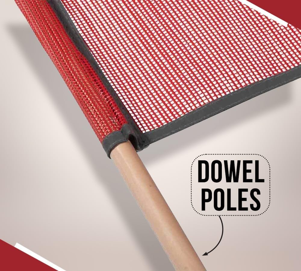 (16 Pack) 18"x18" Red Warning Flags for Trucks with Dowel & Reflective Webbing - High Visibility Vinyl Mesh Safety Flag DOT Compliant