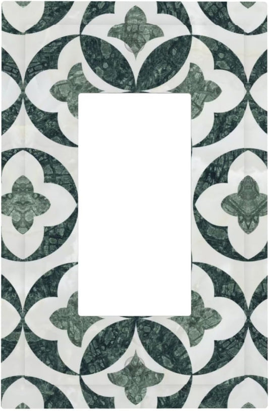 Green Luxury Modern Cubic Marble 1 Gang Single Rocker Decorative Light Switch Covers Electrical Faceplate Switch Plates for Bathroom Kitchen Home