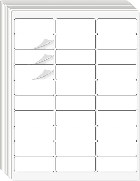 1" x 2-5/8" Address Labels 1500 Labels Sticker Paper for Laser/Ink Jet Printer mailing Labels 8.5"×11" White 30 per Sheet
