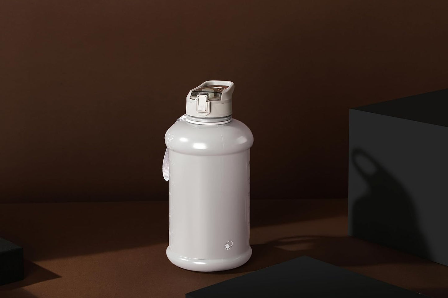 H2O Capsule INSPO Half Gallon Water Bottle with Time Marker and Straw Motivational Hydration Tracker Jug Big BPA-Free Food-Safe Leakproof Drinking Bottle Handle & Strap, Ash Gray