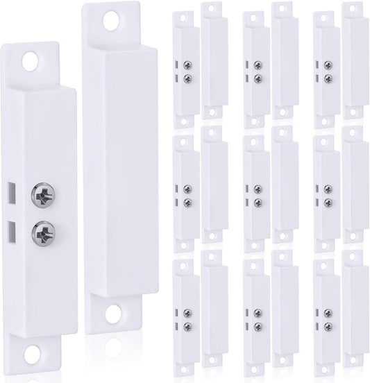 10 Sets NC Wired Surface Mounted Alarm Magnetic Door Contact Sensor Door Window Reed Switch Sensor with Double Side Tape for Security