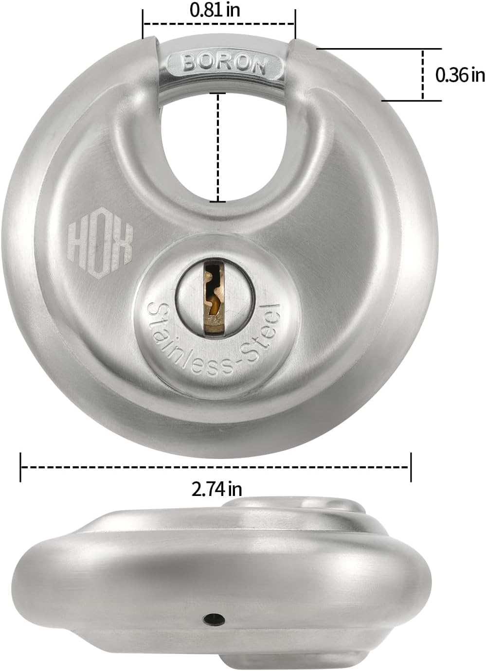 Heavy Duty Padlock with Key – 70mm Stainless Steel Commercial Discus Keyed Lock, High Security, 4 Pack