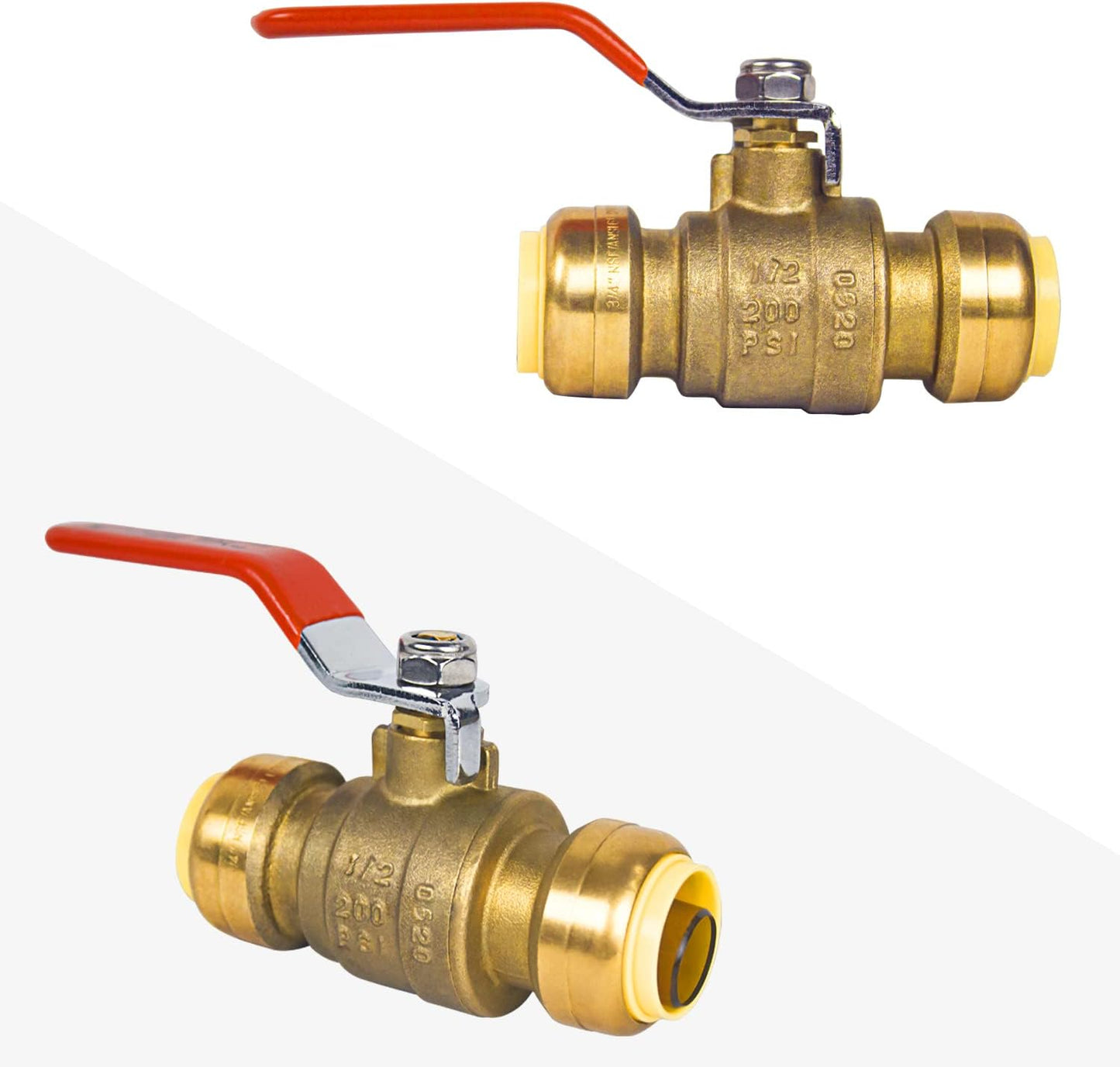 (Pack of 5) AB 1/2 Inch Push Fit Ball Valve, 1/2 Inch Water Shut Off Valve with Disconnect Clip, Full Port Push Connect Ball Valve for Copper, CPVC,PE-RT and PEX Pipe, UPC Certified