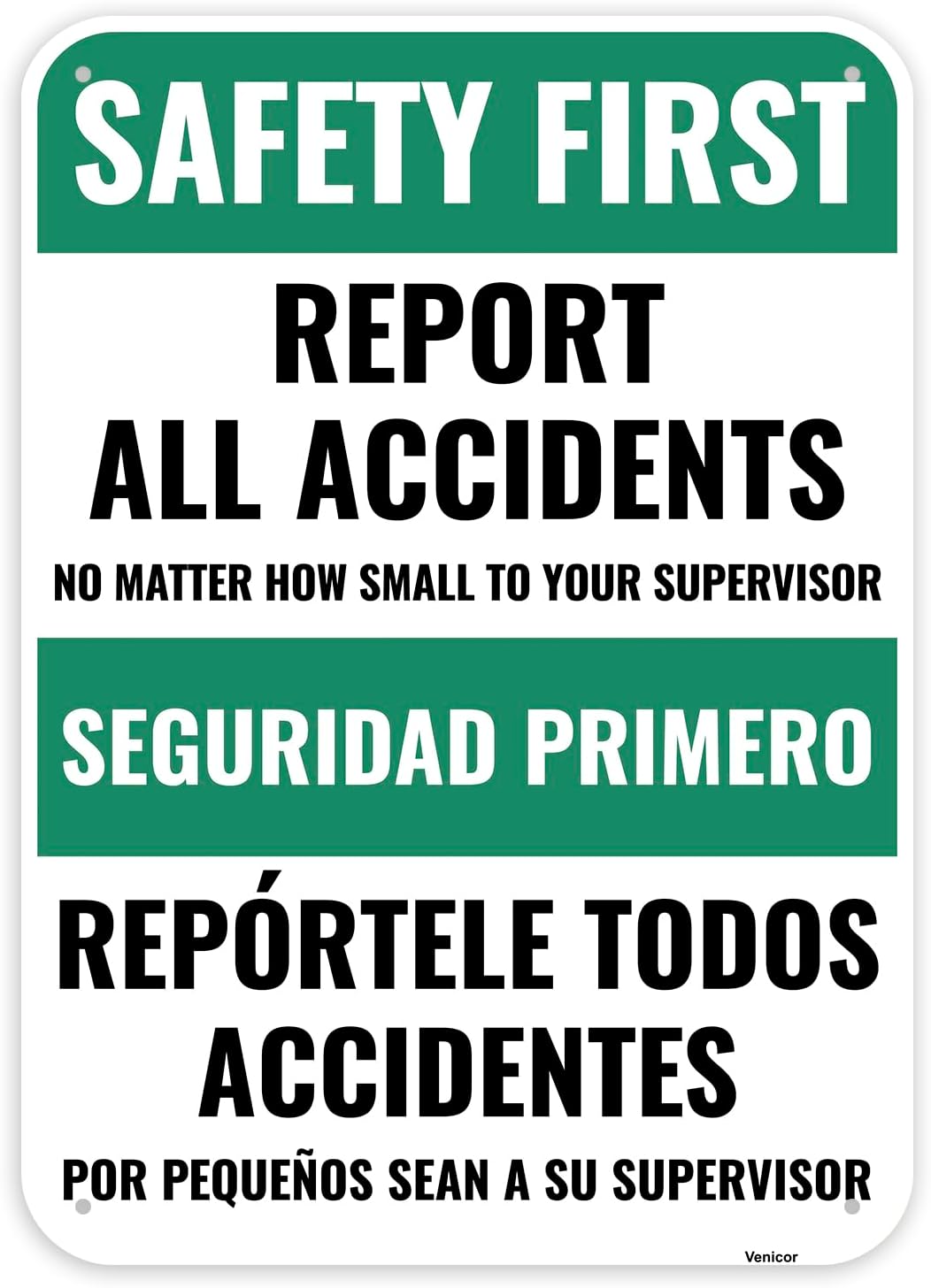 1PC Safety Sign, 14 x 10 Inches - Aluminum - Safety Decorations Posters For Workplace - Bilingual Spanish