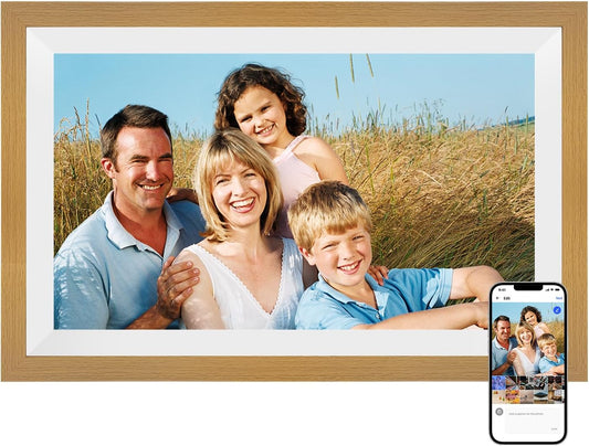 15.6 Inch Smart Digital Picture Frame with Wi-Fi 6, 32GB Storage, IPS Touch Screen, Auto-Rotation, Music Sync, Weather & Clock - Ideal Gift for Families