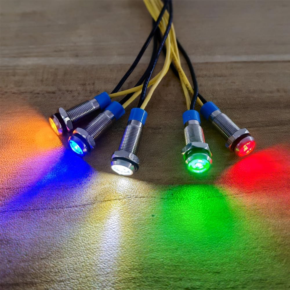 10pcs 6mm LED Metal Indicator Light 110V-220VAC Waterproof Signal Lamp (Green)