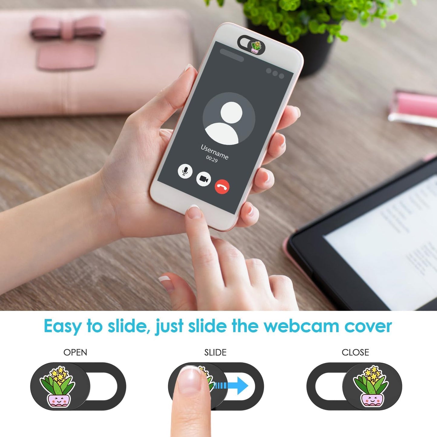 HKDGYHON Laptop Camera Cover Slide, 0.02 Inch Ultra Thin Cute Flower Computer Camera Cover Slide, Camera Covers for Laptops MacBook Pro Smartphone Mac PC Tablet, Webcam Cover Protect Visual Privacy