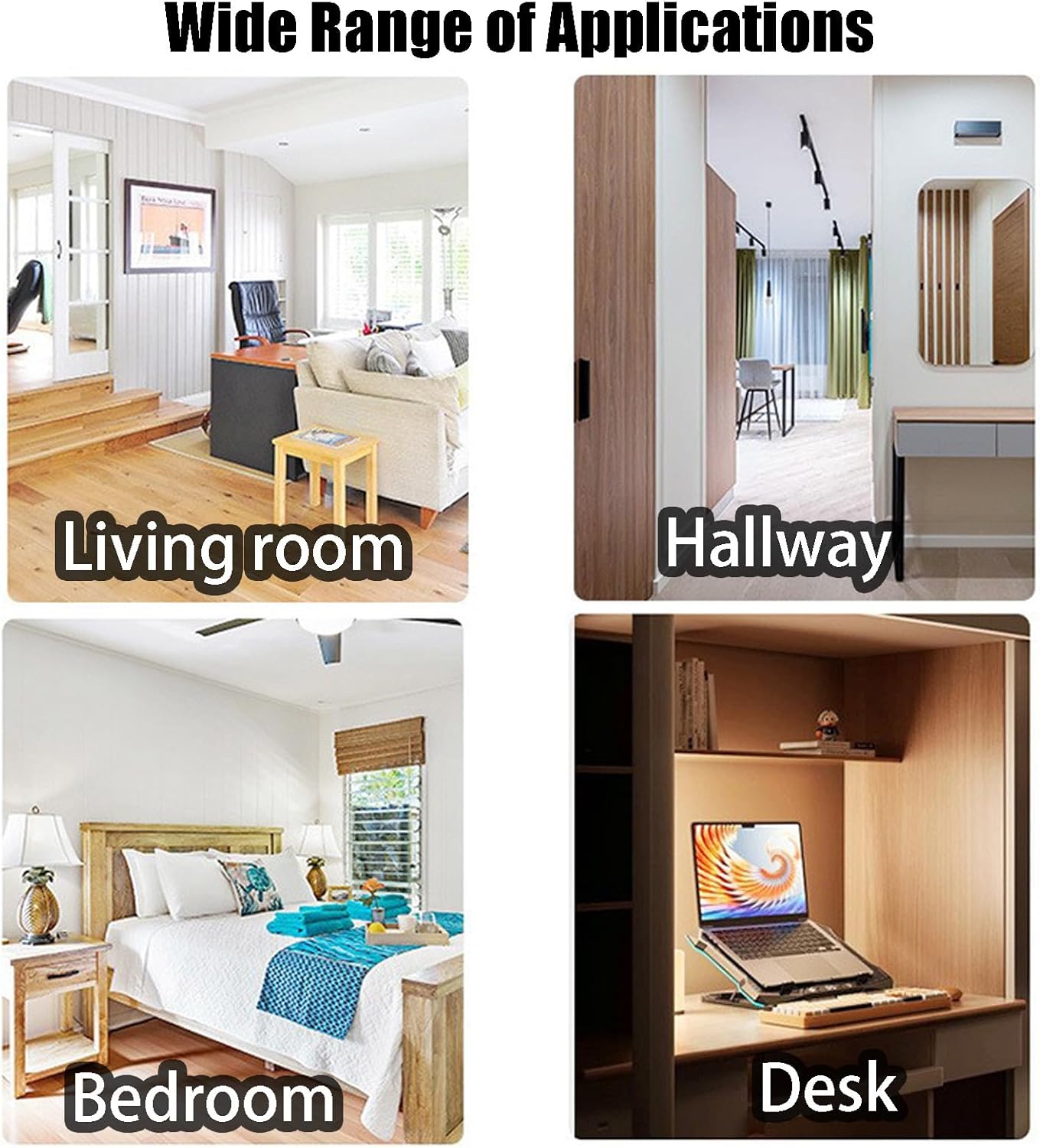 Rechargeable Smart LED Motion Sensor Ambient Light, Punch-Free Color Changing Motion Sensor Light for Stairs, Wardrobe, Cabinet (4Pcs,Black, 7-Color Changing)