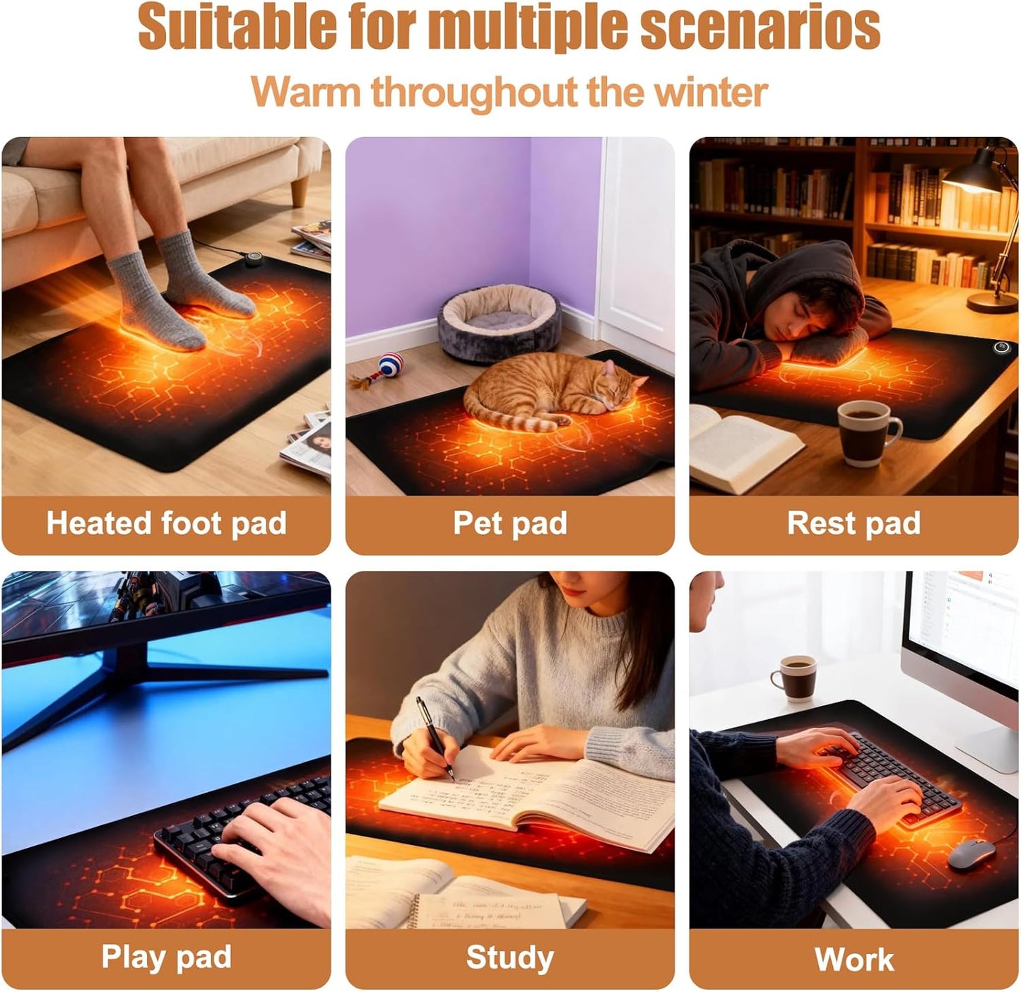 Heated Desk Pad - 31.5" x 13" Heated Mouse Pad 5 Heat Levels & 3 Hours Auto Shut-Off Waterproof & Leakage-Proof PU Heated Desk Mat for Home Office & Gaming(Black)