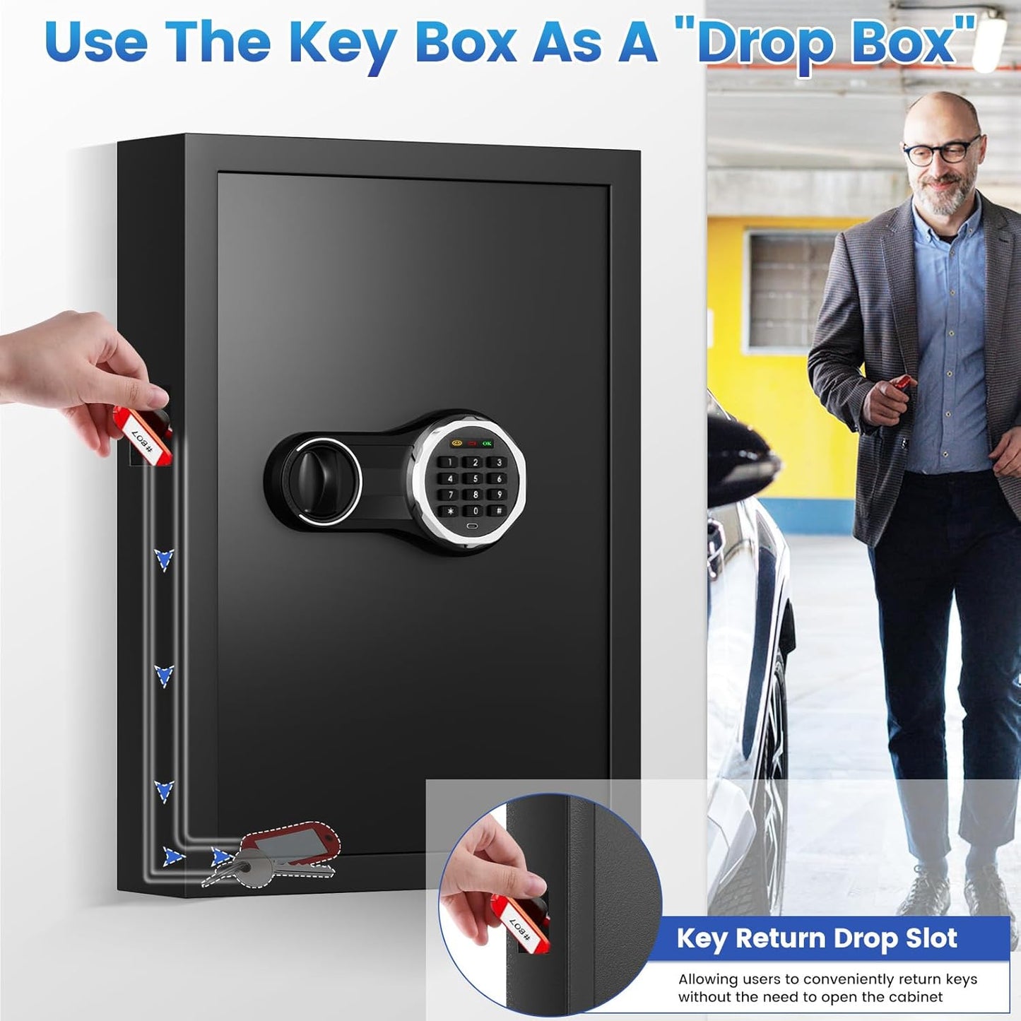 158 Keys Combination Lock Key Cabinet, Anti-Theft Key Lock Box with Key Tags, Key Organizer Wall Mount for Car Garage House Rental Office Business