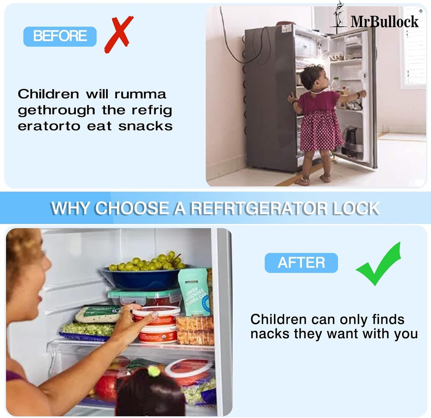 2 Pack Refrigerator Lock Fridge Locks for Kids Keyless Child Safety Cabinet Locks for Cabinets Closets Drawers Window Electrical Appliances Locks