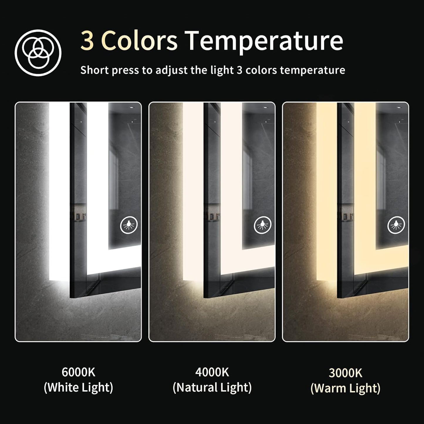 20"x28" LED Bathroom Mirror with Lights, Dimmable, Anti-Fog, Lighted Bathroom Vanity Mirror for Wall, Backlit + Front Lit, Memory Function, Shatter-Proof, Tempered Glass