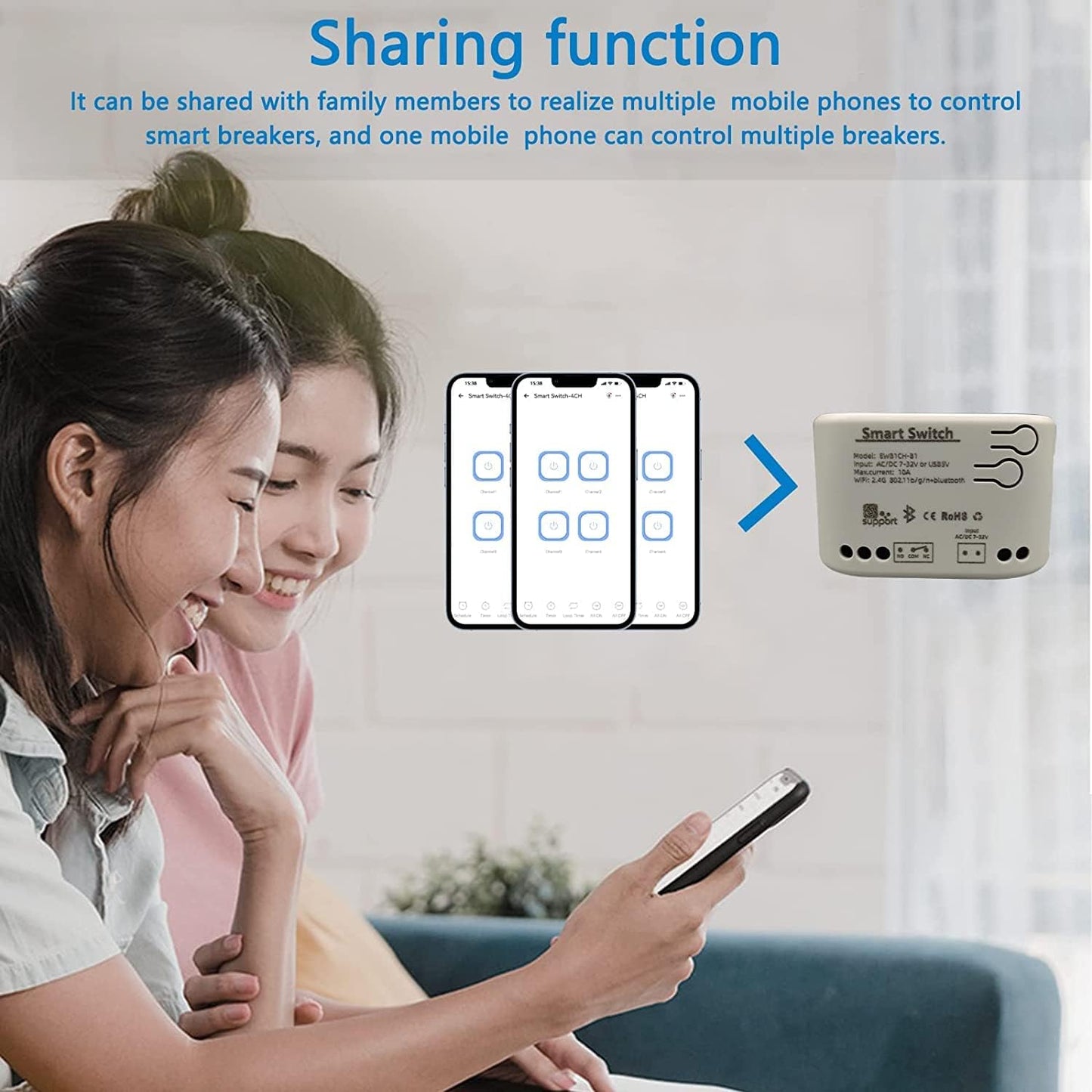 1 Channel Smart WiFi Relay Switching Module USB 5V/AC85V-250V, Supports Bluetooth Control, eWeLink App Remote Control, for Alexa Google Home