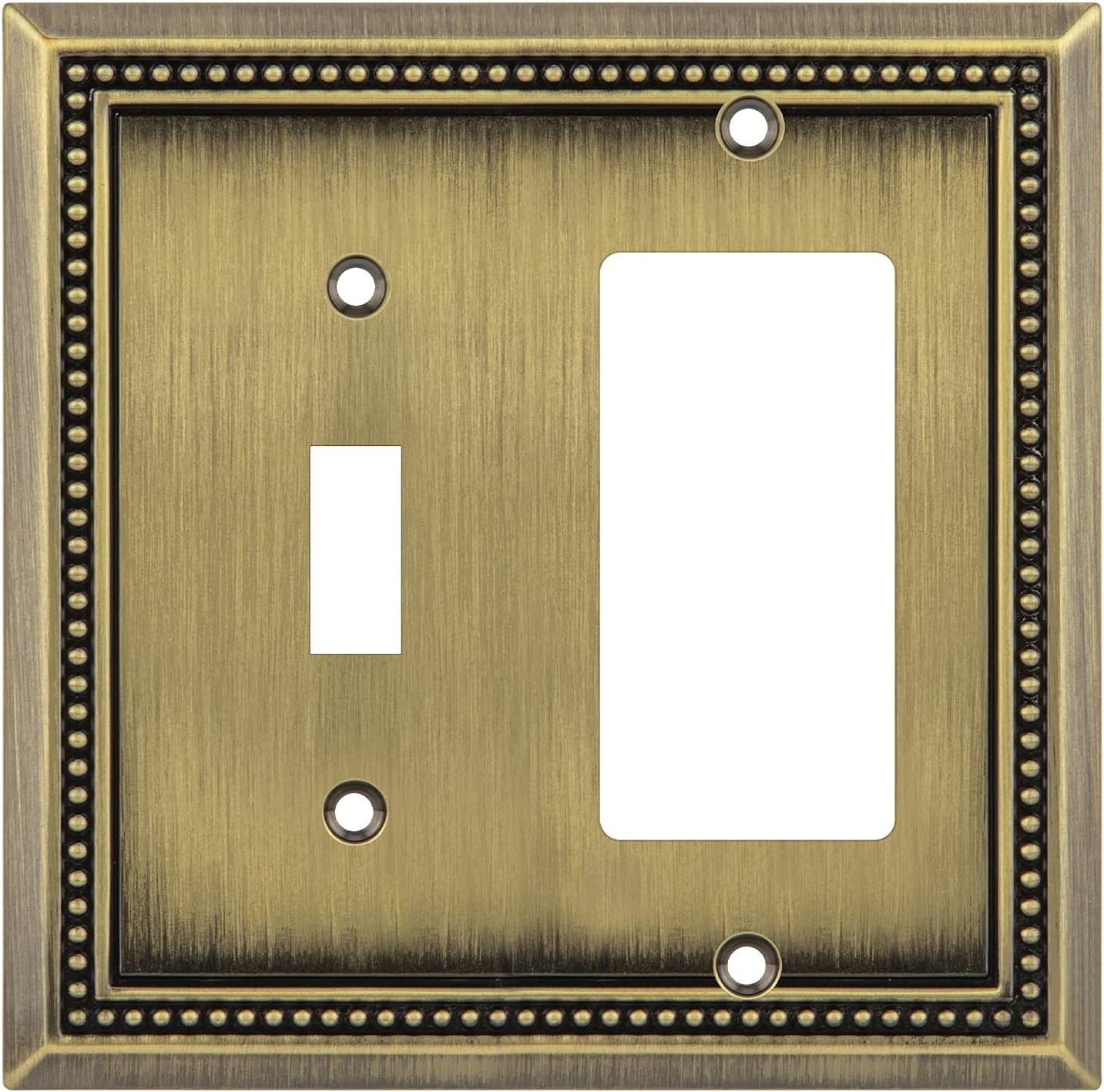 Henne Bery Sunken Pearls Heavy Duty Decorative Wall Plate Switch Plate Outlet Cover (Toggle/Decorator, Antique Brass)
