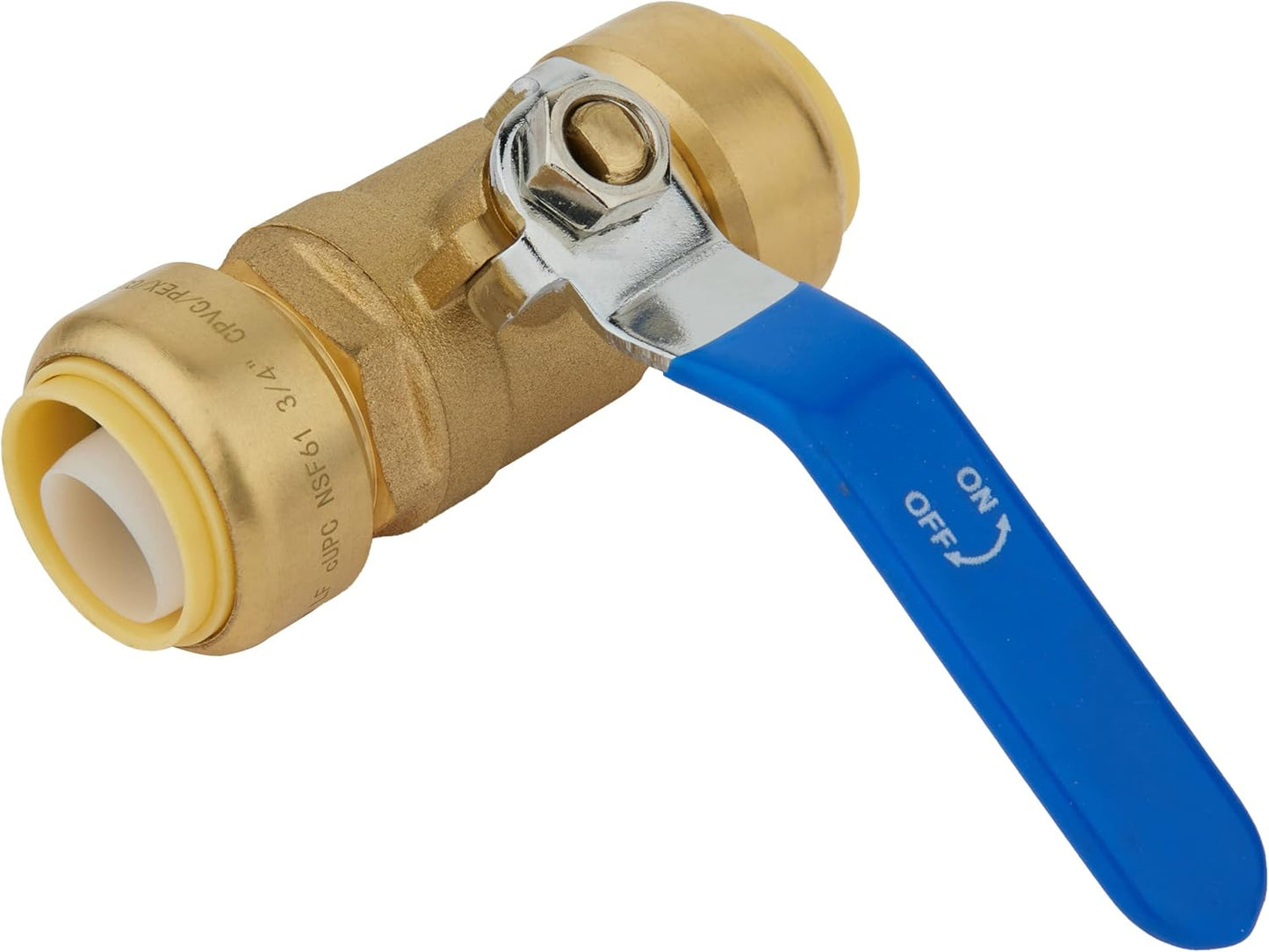 (Pack of 10) EFIELD 3/4 Inch Brass Ball Valve,Push-Fit Full Port Ball Valve, Blue Level with Dismount Clip Tool,(PF-VALVE048-10PCS)