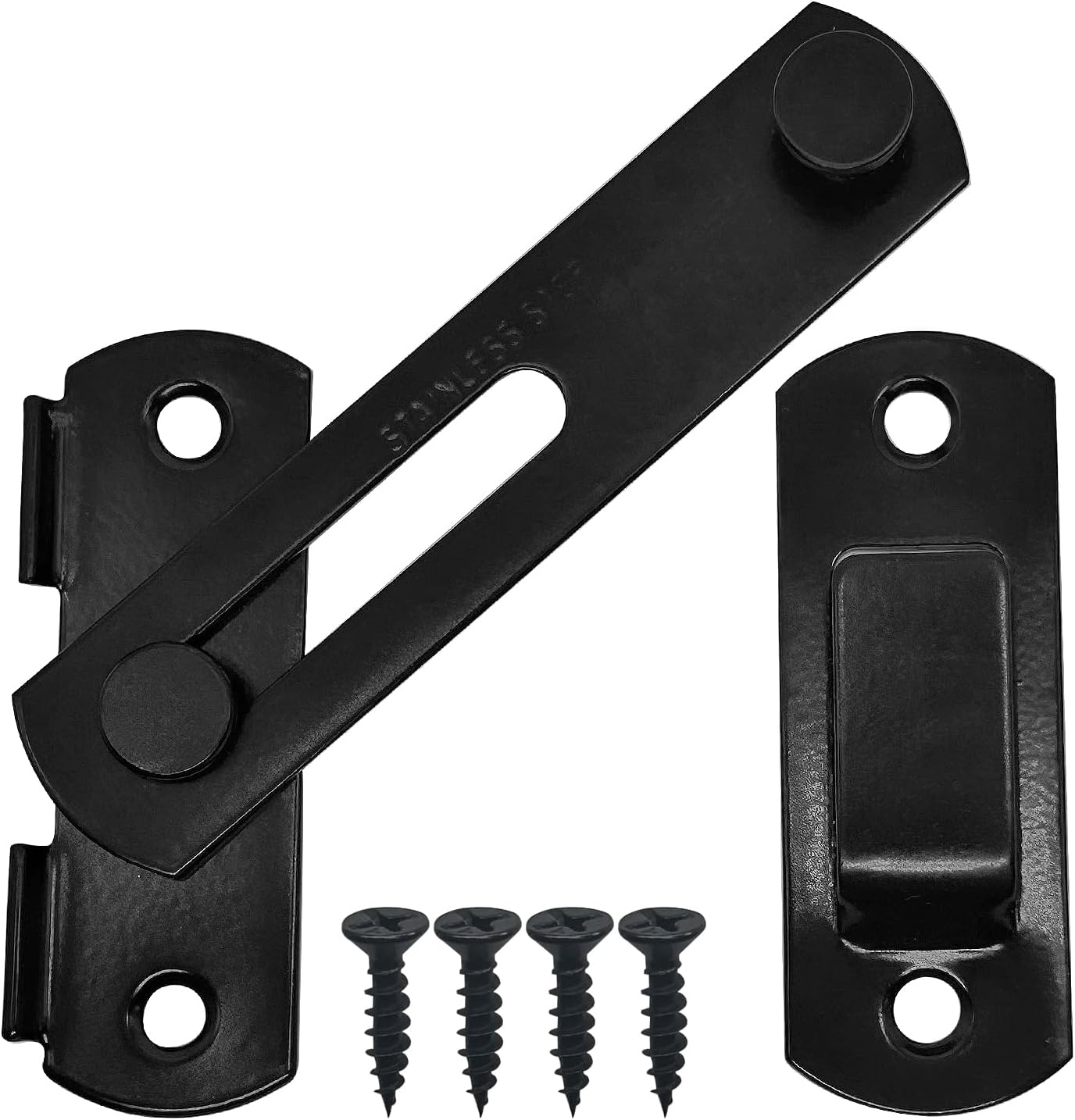 2 Set 4" Gate Latches Safety Door Lock for Barn Door, Heavy Duty Stainless Steel Farm Flip Gate Latch,Black