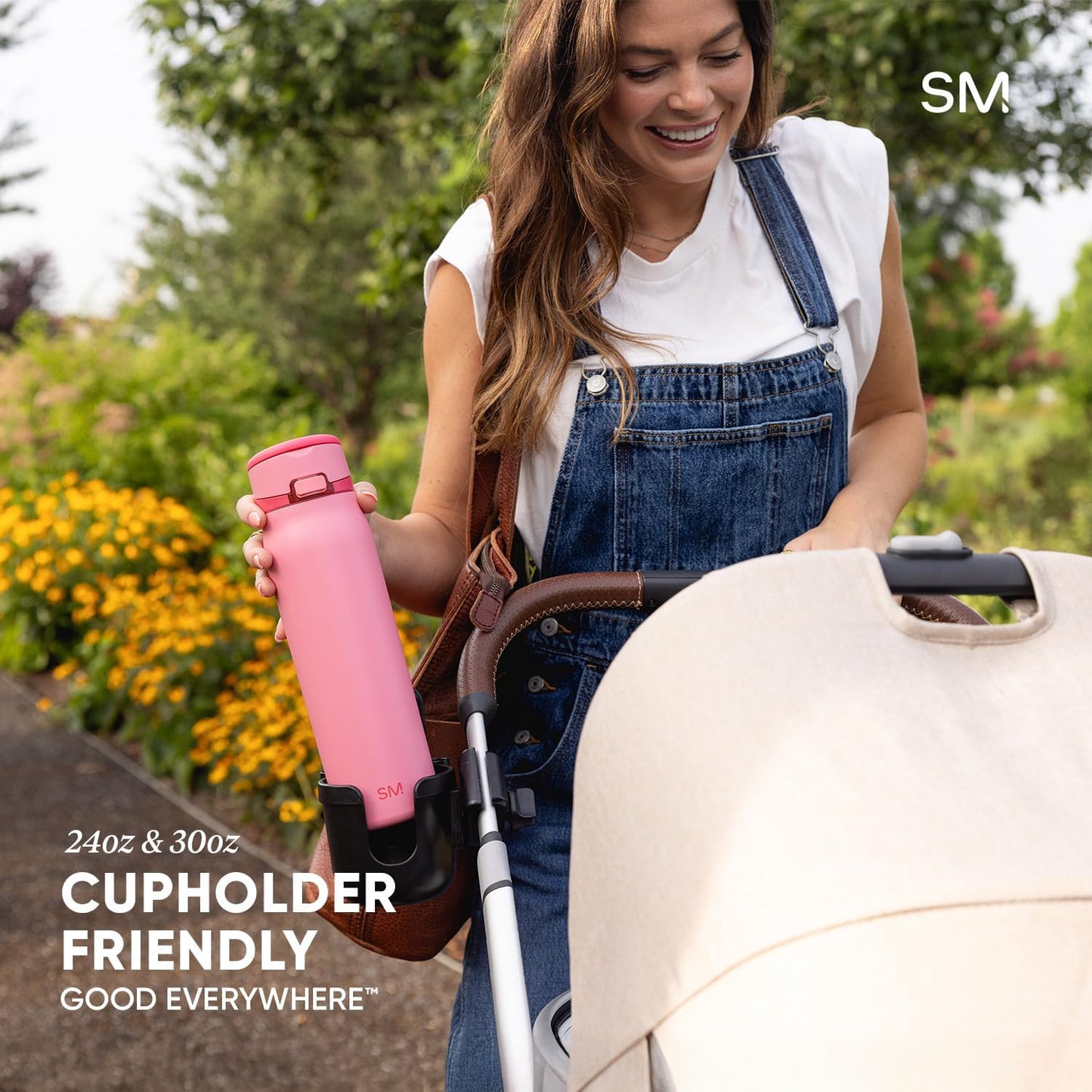 Simple Modern Mesa Loop Water Bottle with Covered Straw and Handle | 30oz Cup Holder Friendly Insulated Stainless Steel Bottles for Travel, Sports and School | Raspberry Vibes