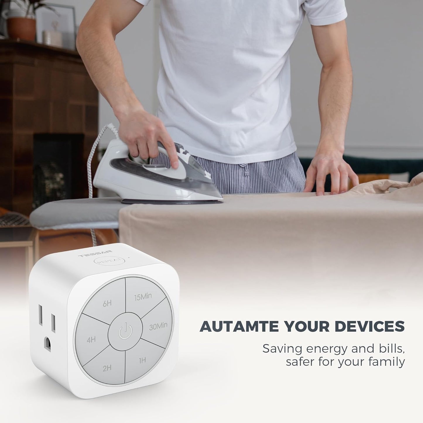 1 Pack Timer Outlet Indoor, Countdown Timers for Electrical Outlets Up to 6H for Lights, Iron, Fan, Electric Bike, Auto Shut Off Switch for Home Kitchen Bedroom, 1875W