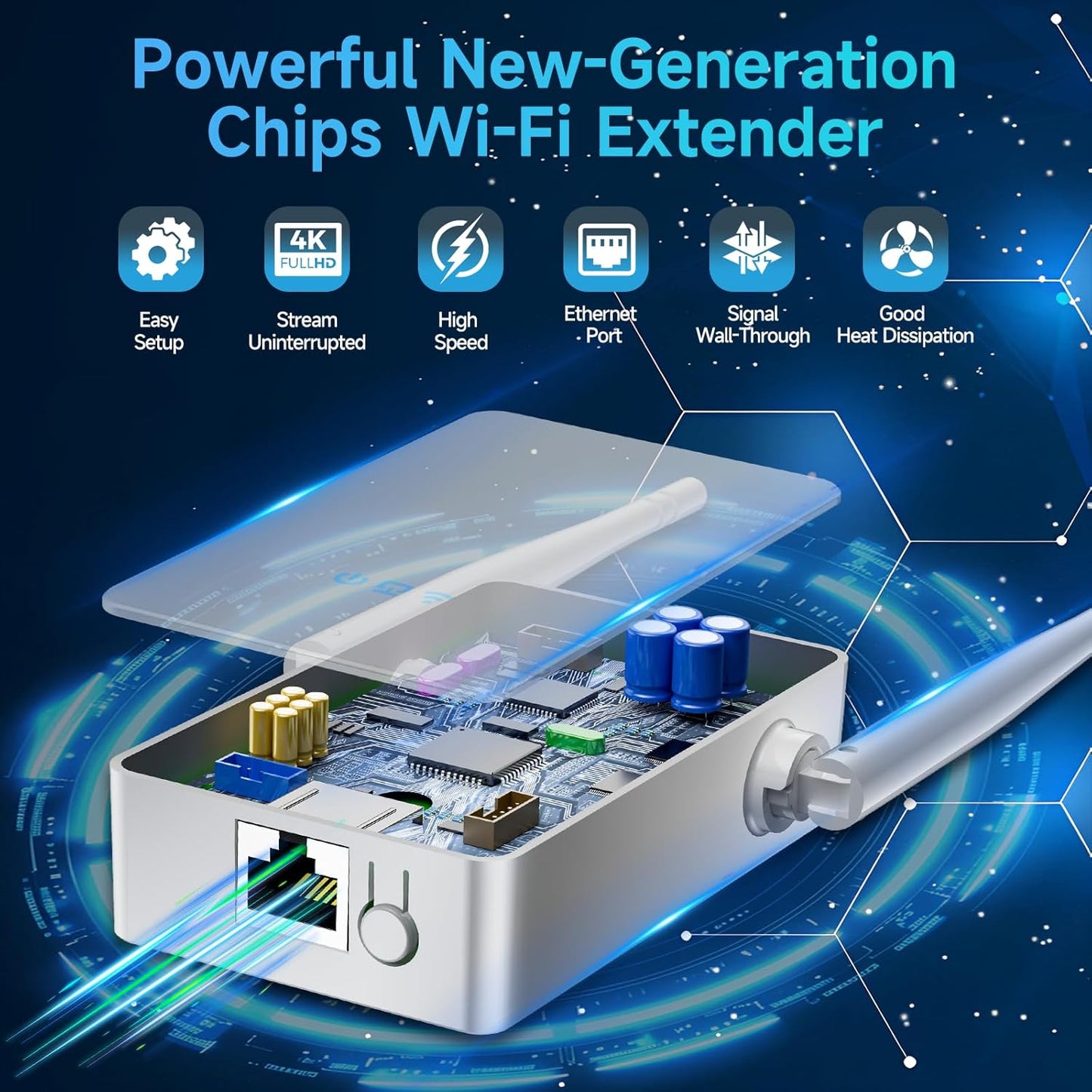 2026 WiFi Extender Signal Booster, New Gen Internet Booster for Home, 4X Faster, Covers up to 10,000 sq.ft, Wi-Fi Repeater with Ethernet Port, Wireless Long Range Amplifier, Easy Setup (White)