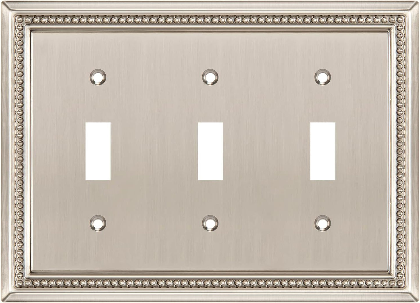 Henne Bery Sunken Pearls Heavy Duty Decorative Wall Plate Switch Plate Outlet Cover (Triple Toggle, Satin Nickel)