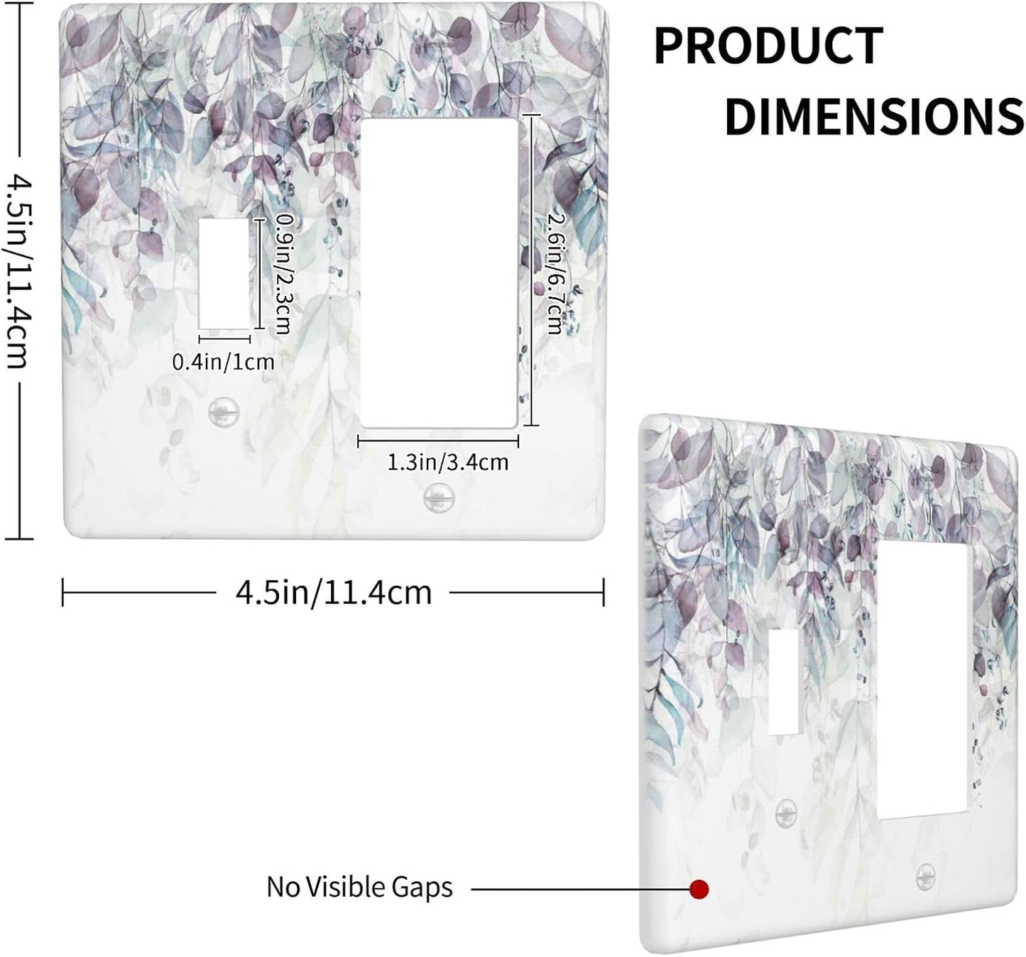Hazy Leaves Ivy Nature Plants Eucalyptus Leave Outlet Covers 1 Toggle 1 Rocker Combination Decorative Wall Plate Electrical Switch Plates Light Switch Cover Plate for Bedroom Home Decor