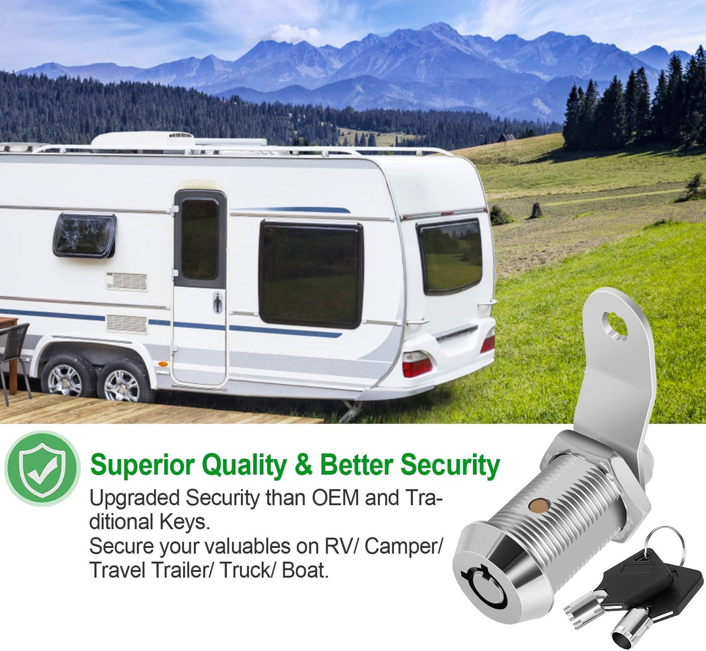 2 Pack Cabinet Lock with Keys, 1" RV Storage Locks Keyed Alike, RV Locks for Storage Door, Camper Toolbox RV Cam Locks with Manual(2Pack, 1 Inch)