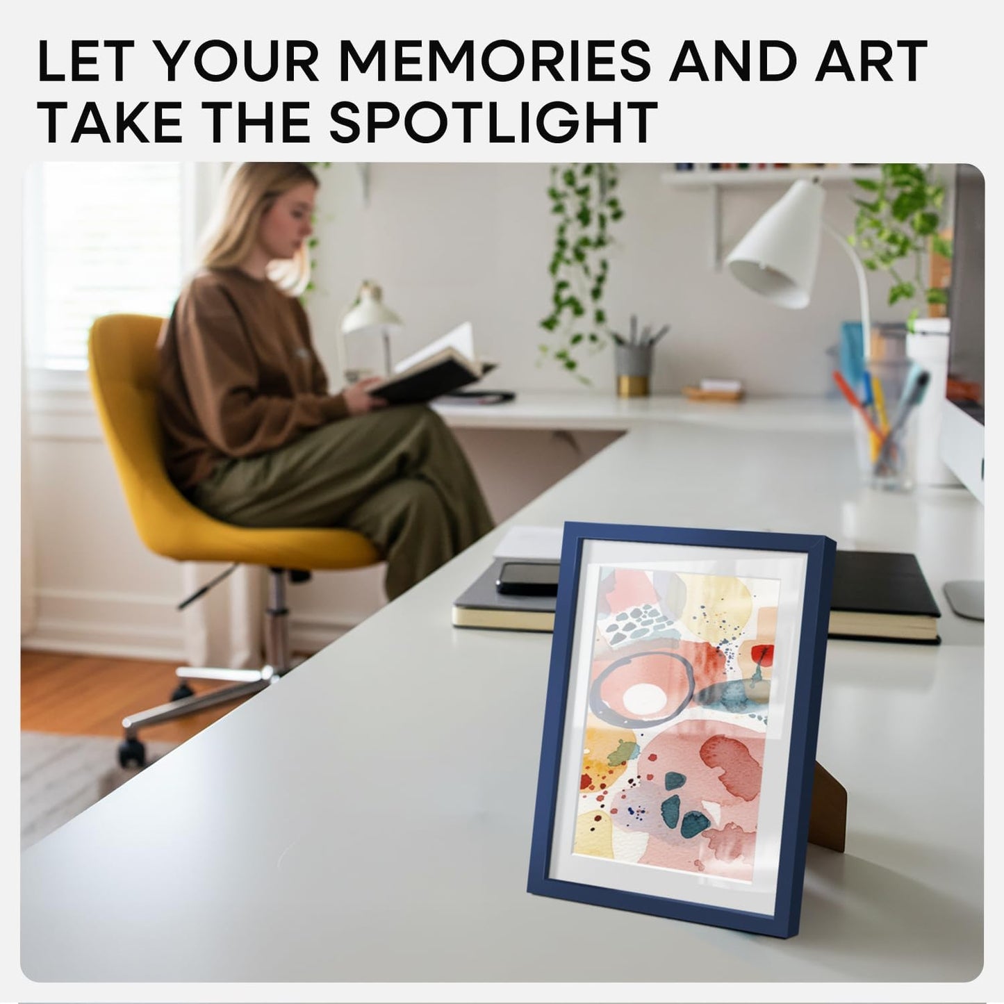 Homeforia Navy Blue 6x8 Picture Frame, High End Metal 6 x 8 Frames with Mat 5 x 7 for Print, 6by8 Desk Frame Matted to 5x7 inch Photo, 6 by 8 Wall or Tabletop Frame, Tempered Glass, Wall Kit, Set of 2