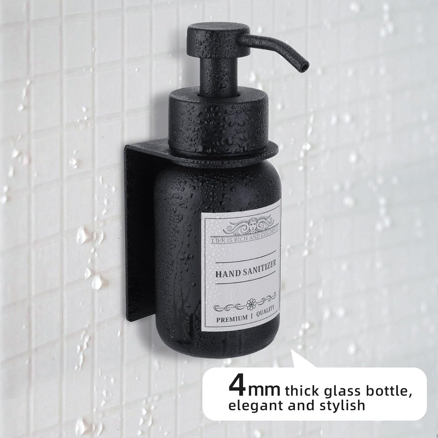 2-Pack Shower Soap Dispenser Set with Pump and Wall Mount, 8.5 Oz Soap and Lotion Dispenser Set with Waterproof Labels,Black