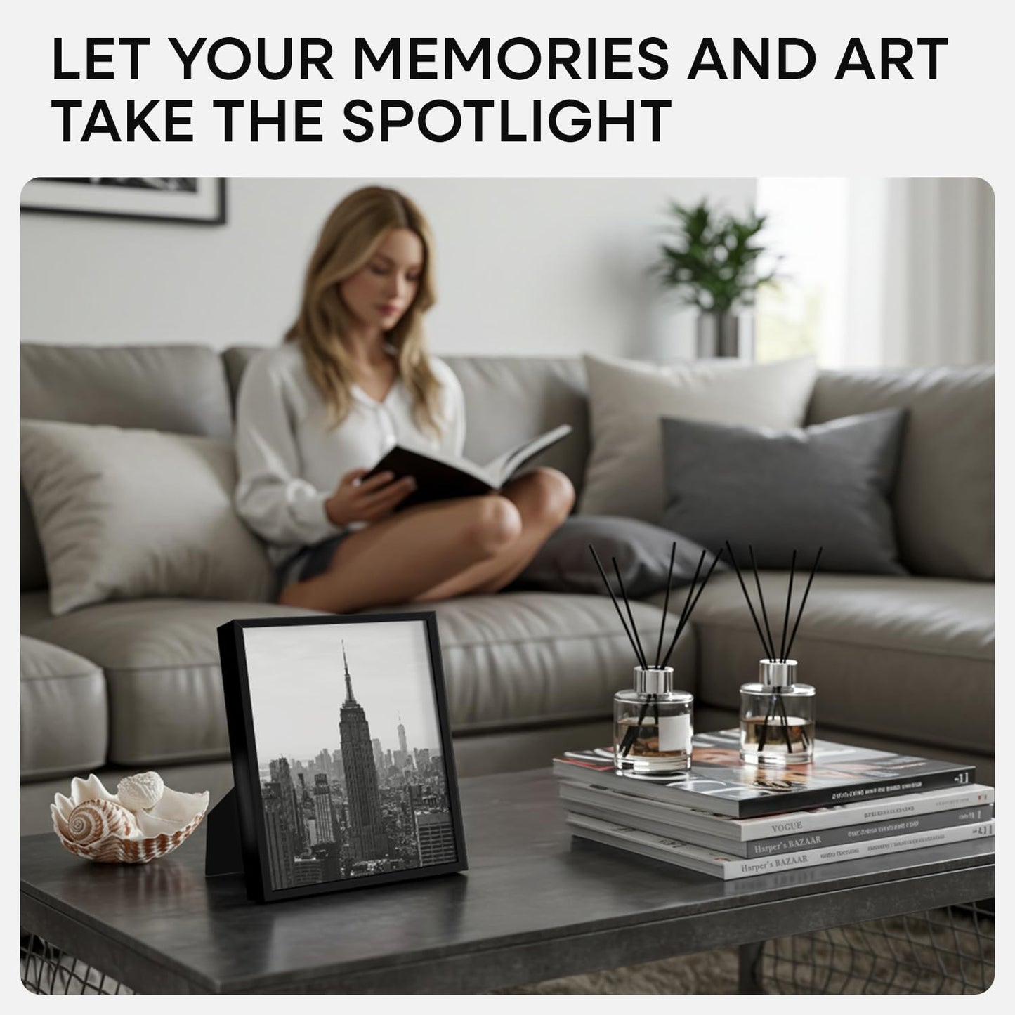 Homeforia Black Picture Frames 8x10, High End Metal 8 x 10 Photo Frame with Mat 5 by 7 Art, 10x8 Black Frame Matted to 5x7 inch Print, 8by10 Wall or Tabletop Frames, Tempered Glass, Wall Kit, Set of 3