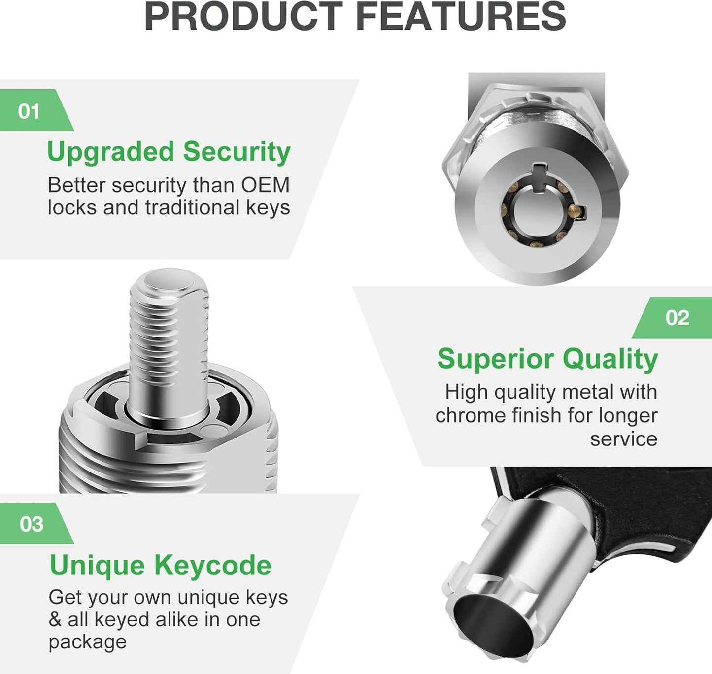 10 Pack Cabinet Lock with Keys, 1-1/8” RV Storage Locks Keyed Alike, RV Locks for Storage Door, Camper Cabinet Door Toolbox Lock RV Cam Locks with Manual