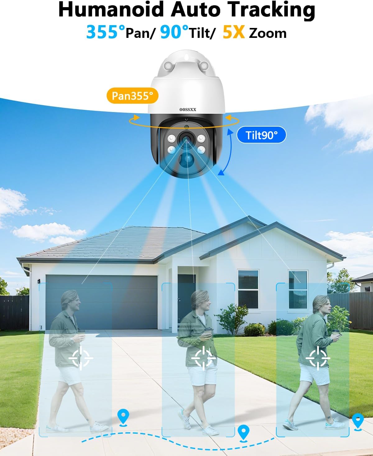 (Auto Tracking) 4K 2-Way Audio PTZ PoE Outdoor Wired Security Cameras System Home Wired Cameras Video Surveillance DVR Recorder System