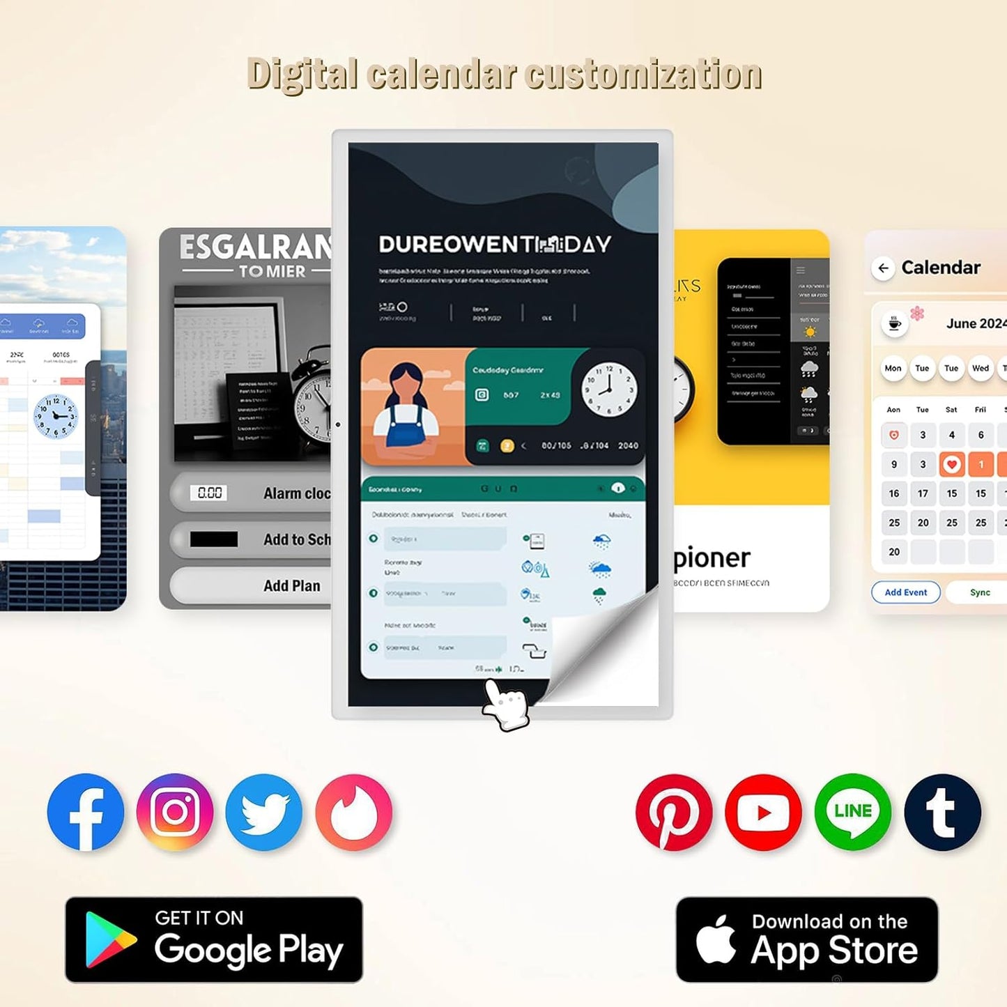 23.8 inch Digital Calendar,electronic digital wall touch screen smart calendar with Google Play Multi-calendar Sync for planner&personal organizers Wall/Desk Stand