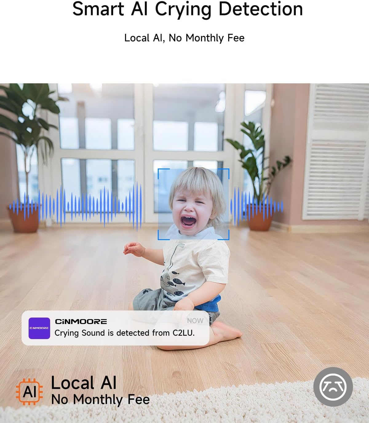 2.5K Camera for Home Security, Non-Subscription AI Human/Pet/Crying Detection, 4MP Dog/Cat/Pet Camera Indoor with Phone App, Pan Tilt 2.4G WiFi Indoor Cameras, IR Night Vision, Full Duplex 2-Way Audio