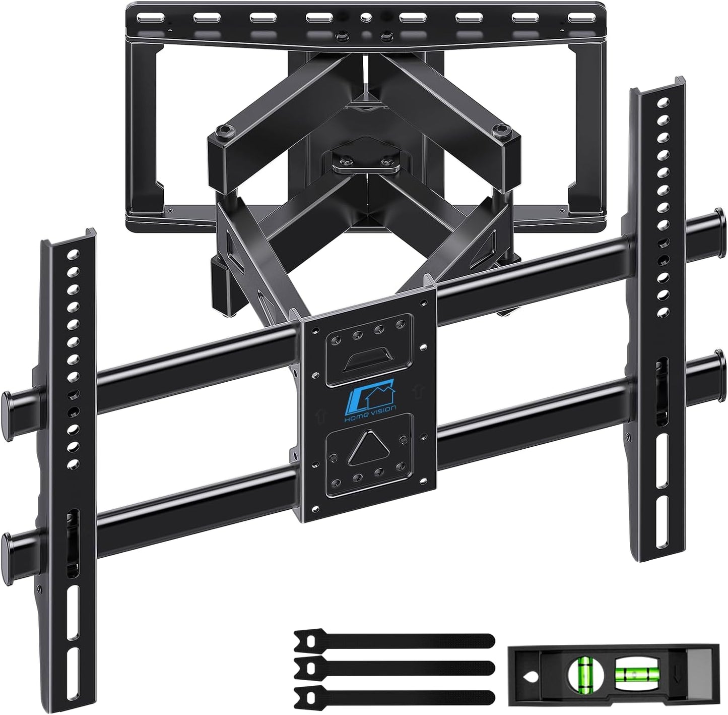 HOME VISION Full Motion TV Wall Mount for 32-85 inch TVs up to 132lbs, Fits 8”/ 12” /16” Wood Studs, TV Mount Wall Bracket with Dual Articulating Arms, Swivel, Tilt, Max VESA 600x400mm