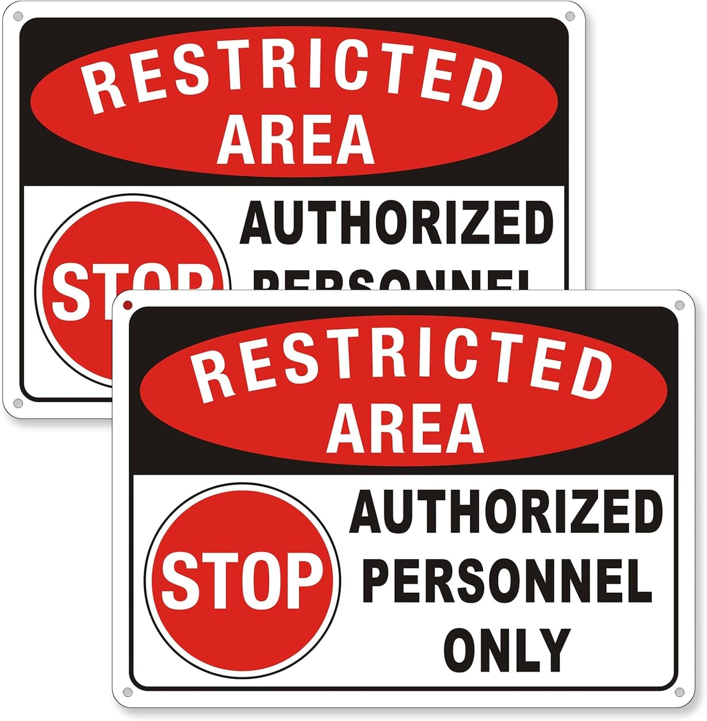 (2 Pack) Restricted Area Sign, Authorized Personnel Only Do Not Enter signs, 10 x 7 Inches Aluminum UV Protected Weatherproof and Easy to Install