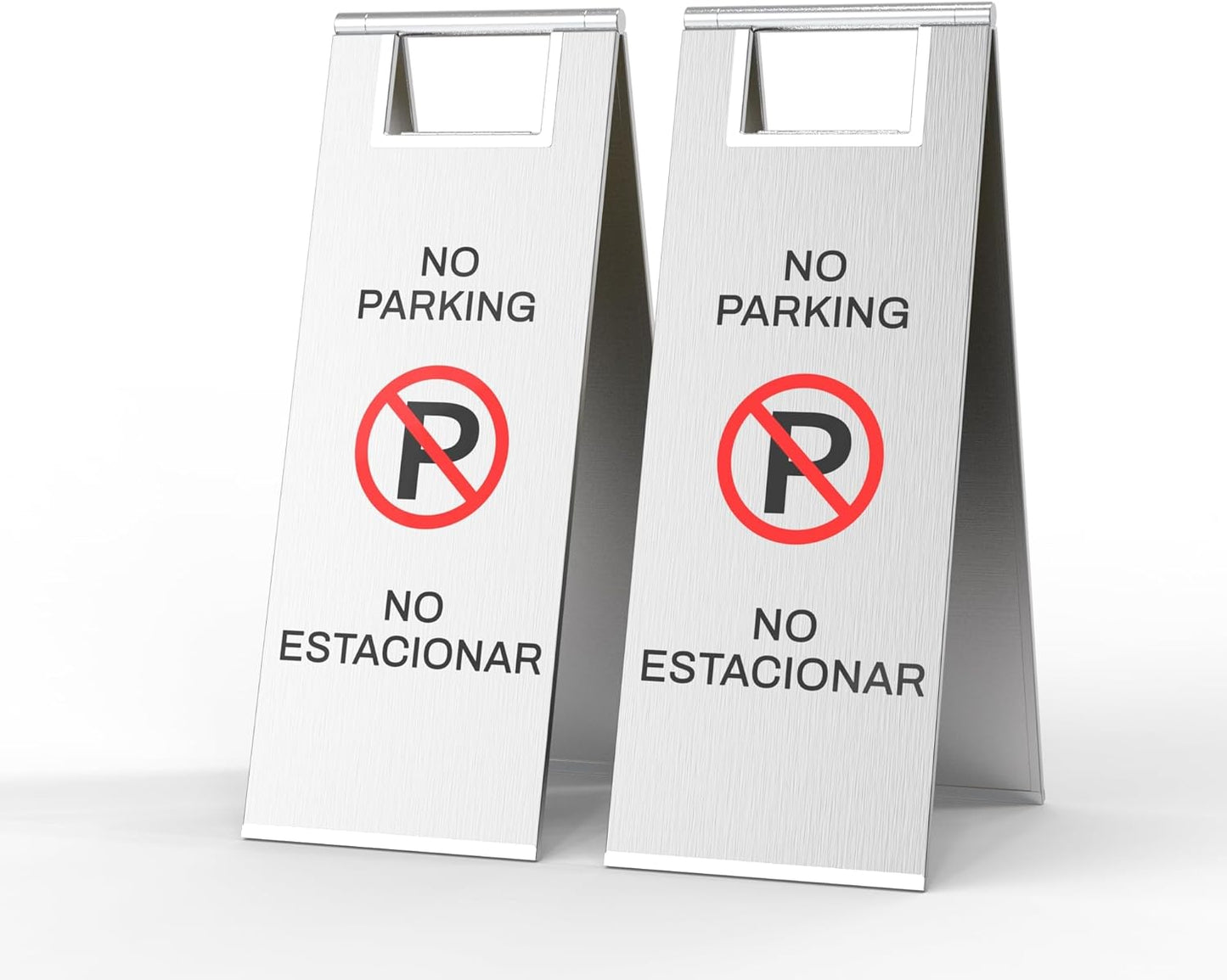 2-Pack No Parking Sign, stainless steel,24 Inch Height, Double Sided A-Shaped Frame No Parking Sign, Folding No Parking Signs for Outside, Lawn, Driveway, Garage, Yard, Fire Lane