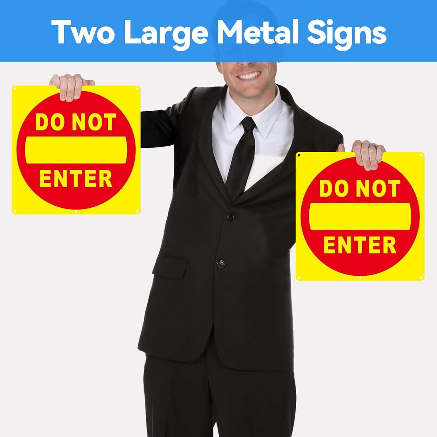 (2 Pack) Do Not Enter Sign, 12x12 Inches Keep Out No Entry Signs, Aluminum Reflective Do Not Enter Metal Signage, Weather Resistant and Easy to Install (Yellow and Red)