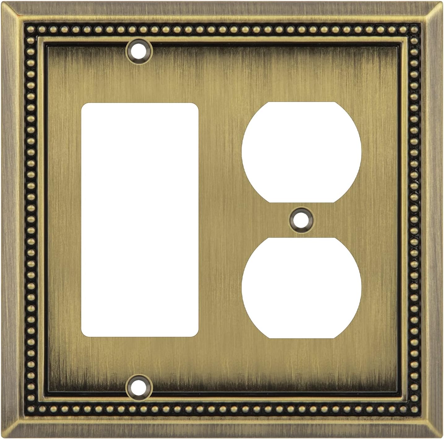 Henne Bery Sunken Pearls Heavy Duty Decorative Wall Plate Switch Plate Outlet Cover (Decorator/Duplex, Antique Brass)