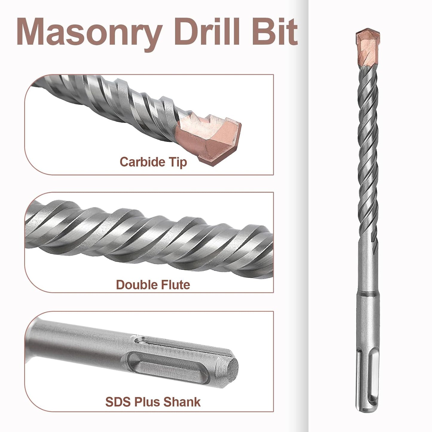 1/4 x 8.25 (6x210mm) SDS Plus Masonry Drill Bit, Rotary Hammer Drill Bit,Concrete Drill Bit for Concrete, Brick, Block,1/4 x 5.75 x 8.25 inch
